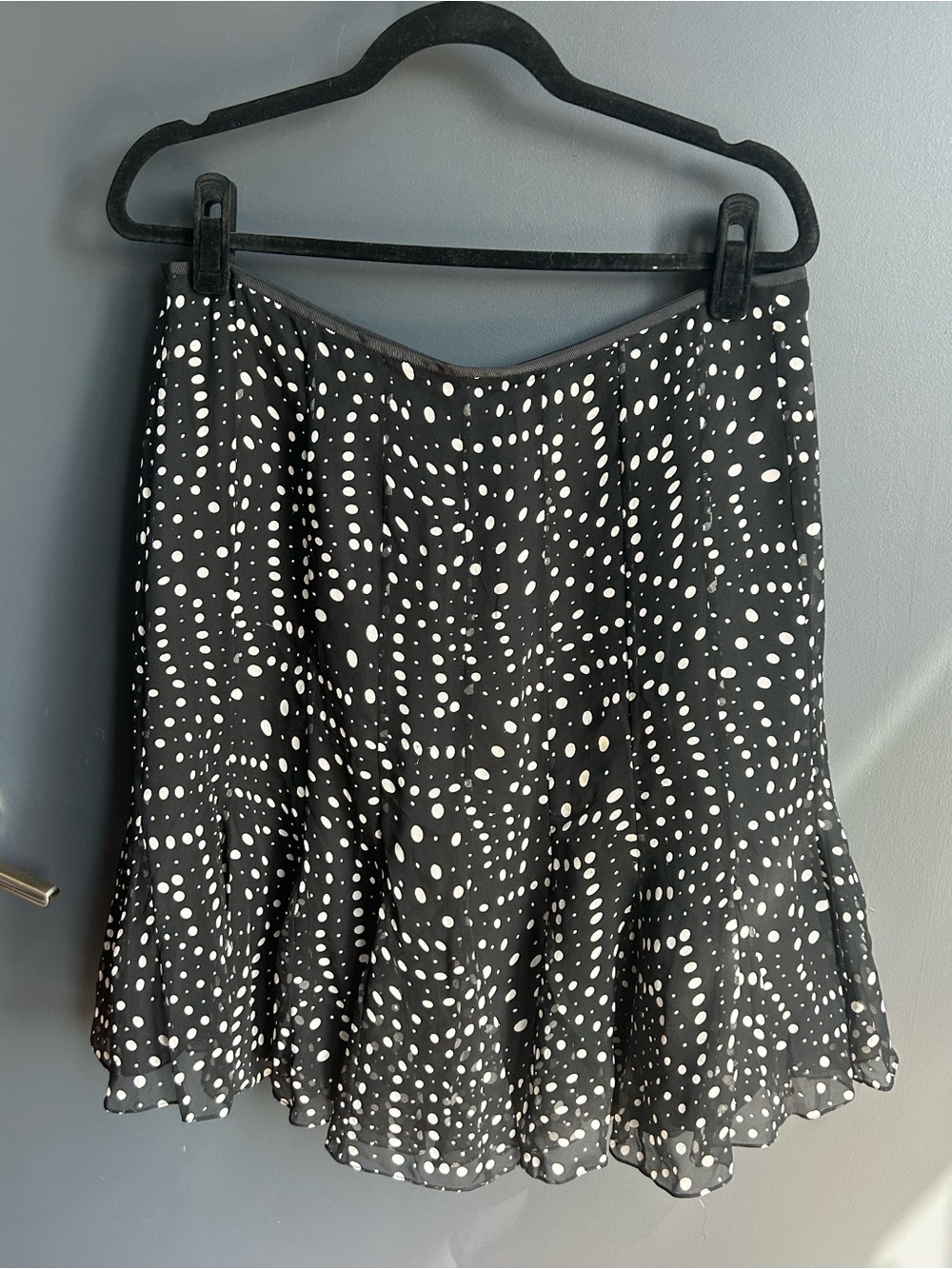 Elie Tahari Black and White Polka Dot 100% Silk Skirt